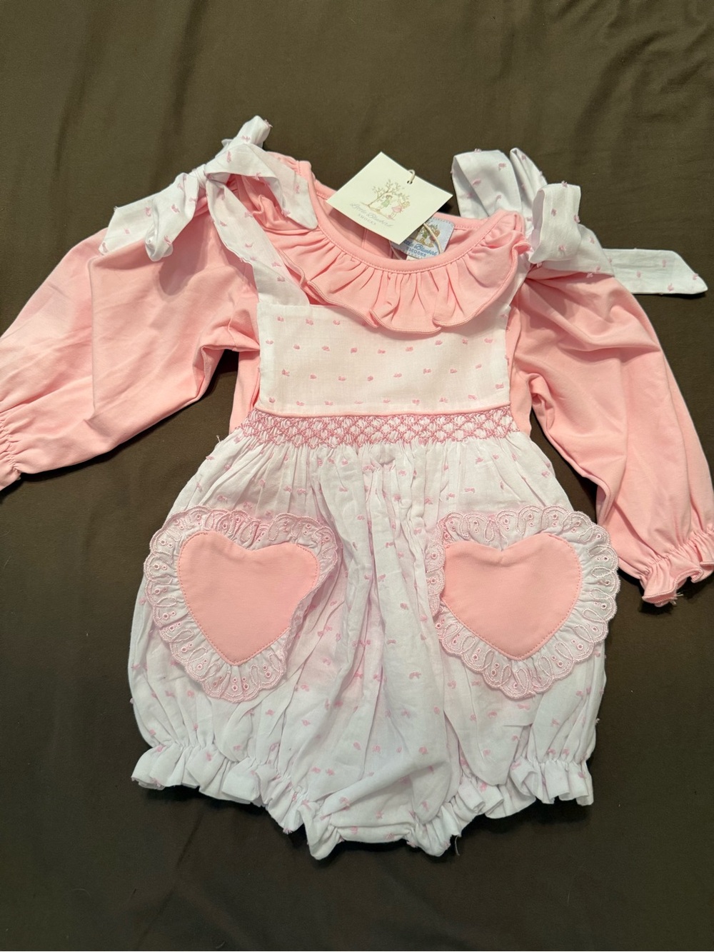 Pink Ruffle Heart Bubble Romper - Kids Matching Set